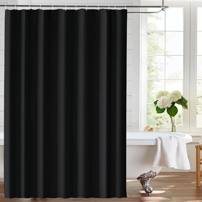 Rideau De Douche Blanc 100x200 Cm - Imperméable, Anti-moisissure, Avec 6 Anneaux Métal