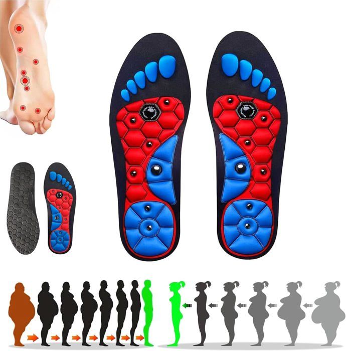 Semelles Acupression Magnétique Acupression Magnétiques - Taille 44-47 - Pour Pieds Douloureux - EVA Semelles Orthopédiques