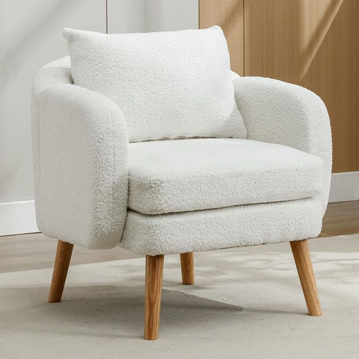 Fauteuil moderne et sobre en velours avec coussins fauteuil à coussins extra épais rembourré simple - SWEIKO - Velours Blanc Fauteuil moderne et sobre en velours avec coussins fauteuil à coussins extra épais rembourré simple - SWEIKO - Velours Blanc