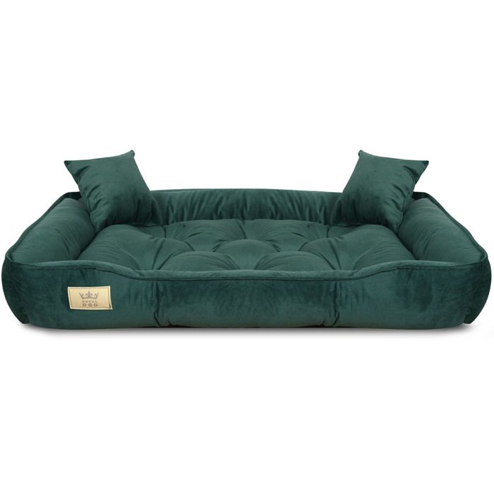 Comparer les prix de Lit Pour Chien EDANTI Prestigious En Velours 100x75 Vert Foncé