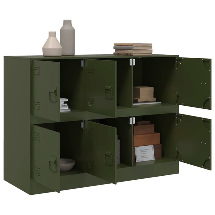Promotion mai * Buffet bahut - Armoire de rangement - vert olive 99x39x73 cm acier EU3956841797
