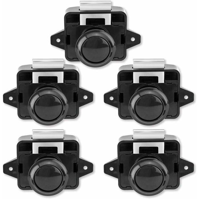 6 PCS Bouton Poussoir Loquet, Serrure Tiroir Et Verrou Porte Placard, Loquet De Verrouillage De Porte Sans Clé Pour Camping-car, Yachts, Bateau, Caravane