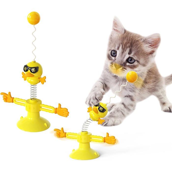 Comparer les prix de Jouet interactif pour chat-Jouet pour Chat de Moulin à Vent-Jouet à ressort avec ventouse-avec bâton à balle amusant pour