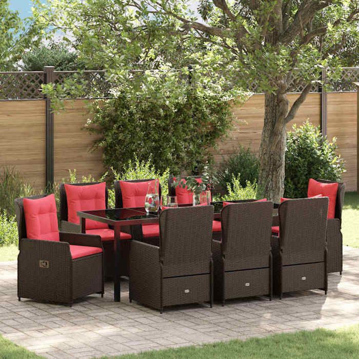 vidaXL Ensemble de salle à manger pour jardin 9 pcs Poly rotin