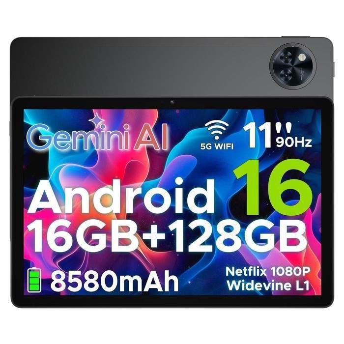 Tablette Android 15 TABWEE W90 - 11" FHD, 24Go+256Go, 4G, 8000mAh, Cam 16MP, Gemini AI Tablette Tactile 15 Pouces