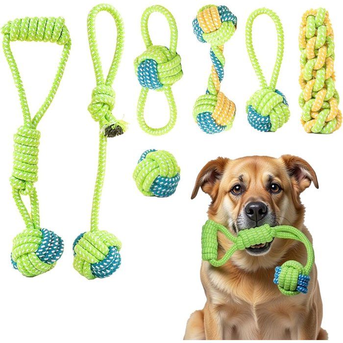 Jouets pour chiens - Jouets pour chiens sur une corde - Jouet à mâcher interactif et robuste pour petits et moyens chiens - Nettoie