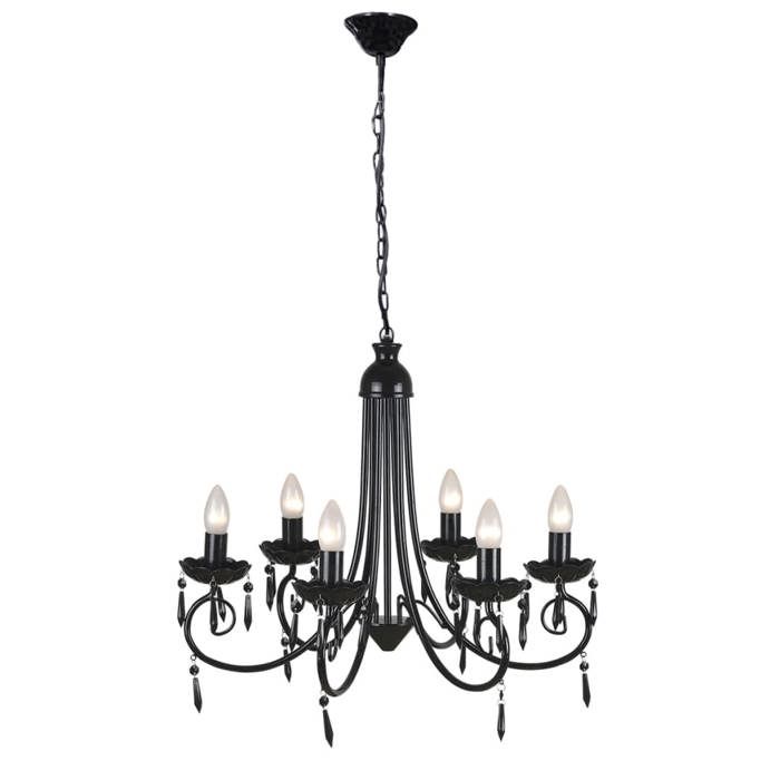 Lustre suspendu - vidaXL - Noir - 6 douilles - Cristal acrylique