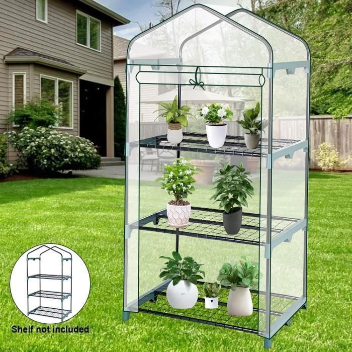 Serre de jardin 4 niveaux avec couverture transparente étanche et anti-gel mini serre sans cadre pour plantes fleurs et légumes