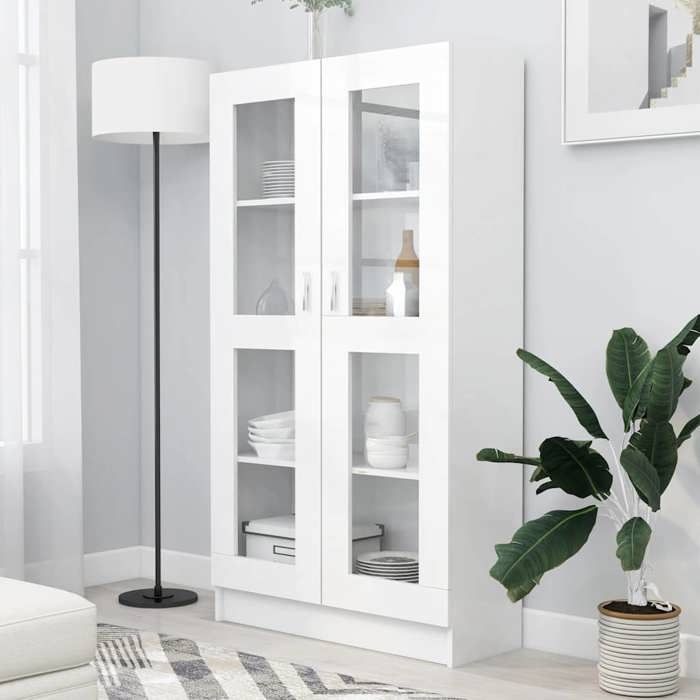 SALE 2024 Armoire à vitrine - Bibliothèque JMS - Armoire à vitrine Blanc 82 5x30 5x150cm - Bois dingénierie ABHT 9202869