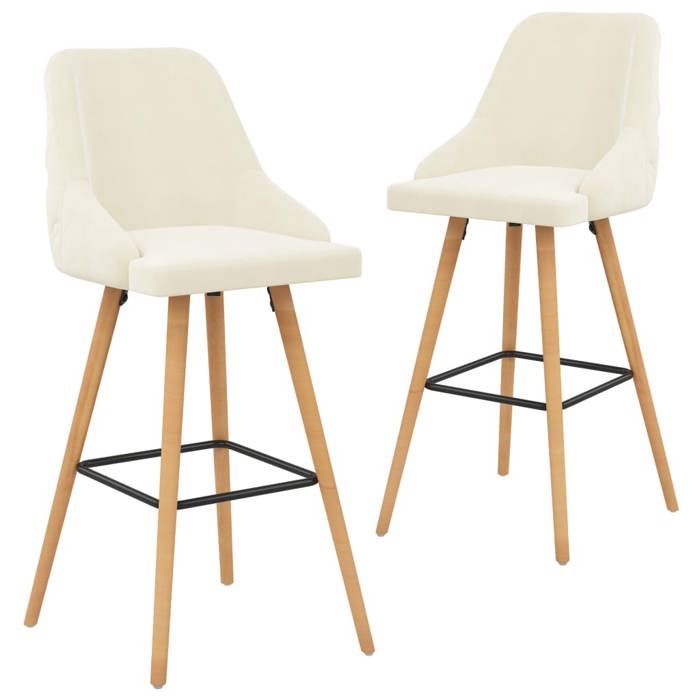 SALE 2026 Tabouret/Chaise de bar Crème - Chaises de bar lot de 2 crème velours PRO691634831