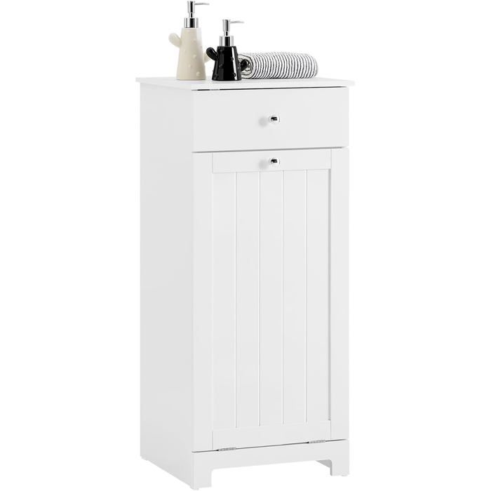 SoBuy Meuble de salle de bain avec panier &agrave; linge blanc 40.0x38.0x90.0 cm