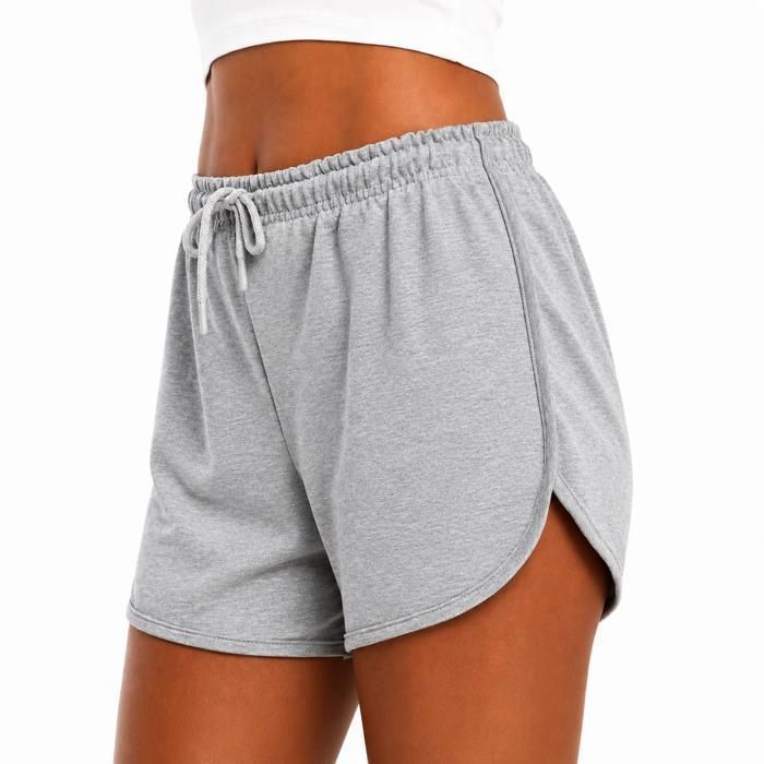 Short Femme Comeor Gris Clair - Été Coupe Courte Taille Élastique Cordon Ajustable Tissu Extensible