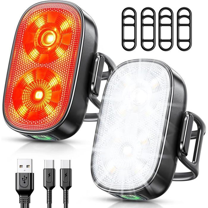 6 Pièces Lumière Vélo Led, Éclairage De Vélo Avant Et Arrière Étanche 6 Pièces Lumière Vélo Led, Éclairage De Vélo Avant Et Arrière Étanche