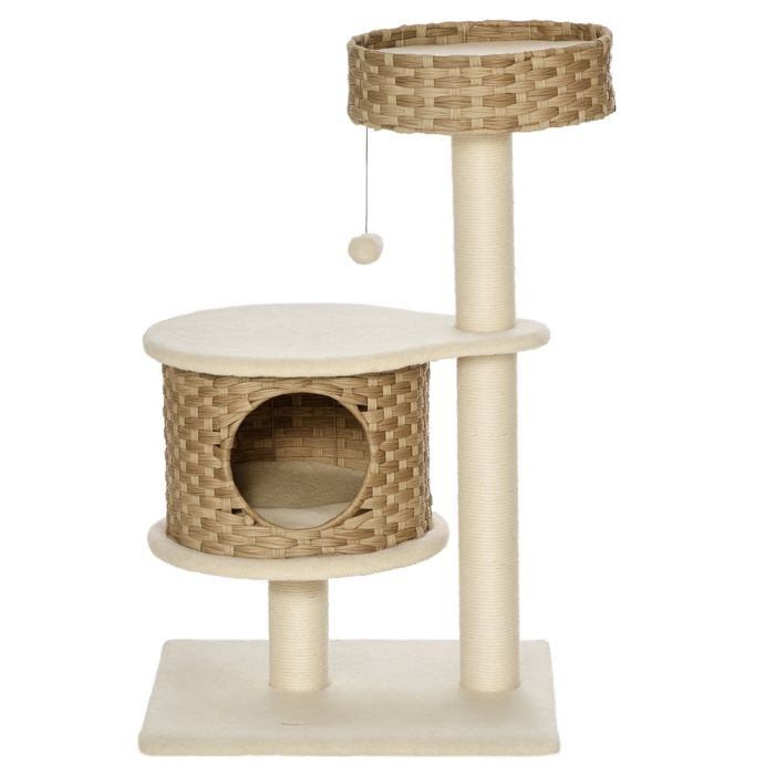 Tour à chat - 95 cm multi-niveaux - Nichoir et tunnel - Griffoirs sisal - Grande plateforme