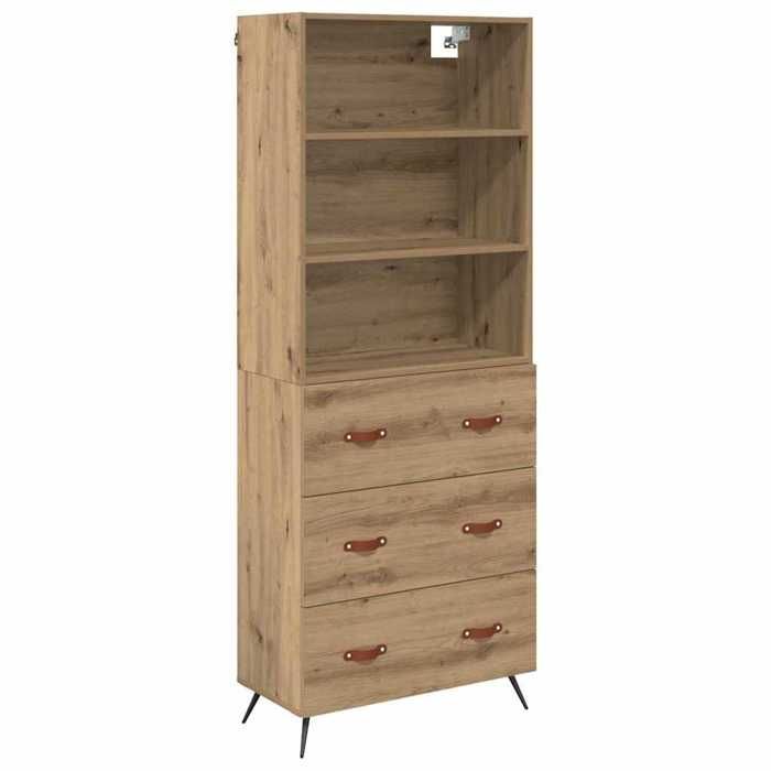 Armoire haute - vidaXL - meuble colonne - bois dingénierie - chêne artisanal - 69 5 x 34 x 180 cm - avec tiroir{qas27w}