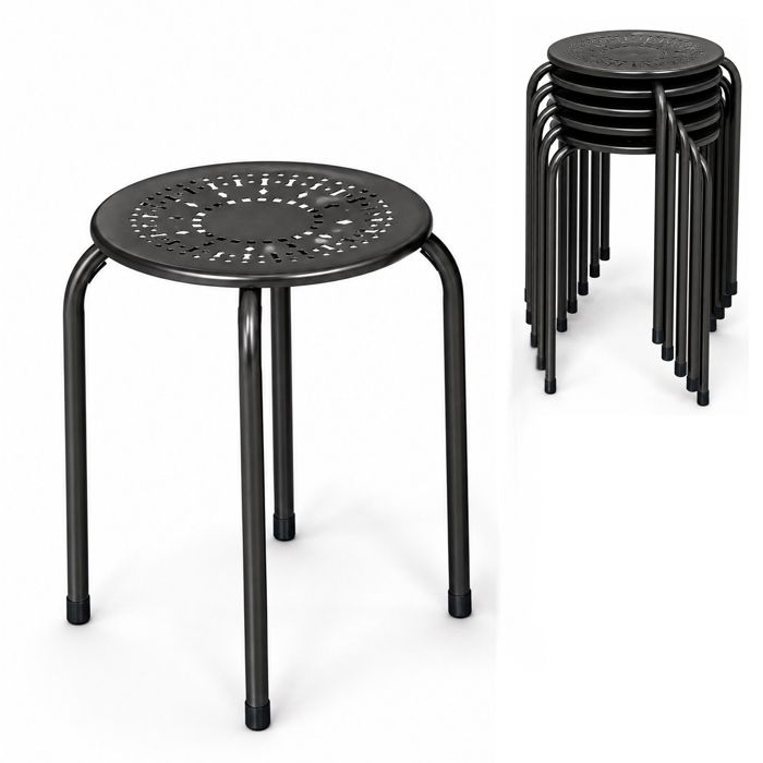 GIANTEX Lot de 6 Chaise Salle à Manger Empilable Tabourets de Bar avec Courbé Antidérapant 30 X 30 X 44 5 CM Noir GIANTEX Lot de 6 Chaise Salle à Manger Empilable Tabourets de Bar avec Courbé Antidérapant 30 X 30 X 44 5 CM Noir