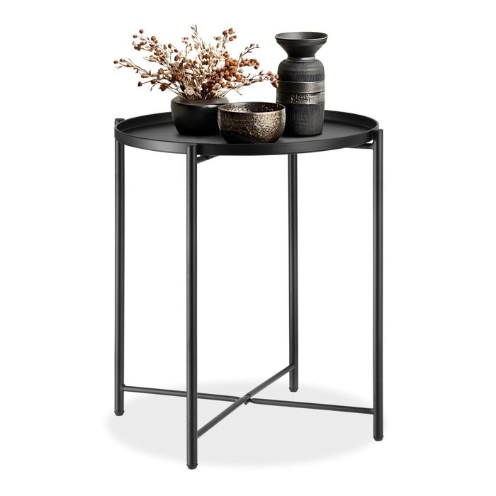 Table dappoint Ronde 45 5 x 45 5 x 53 cm Petite Table Basse de Salon Gueridon Plateau Amovible Meuble Bout de TABLE DAPPOINT