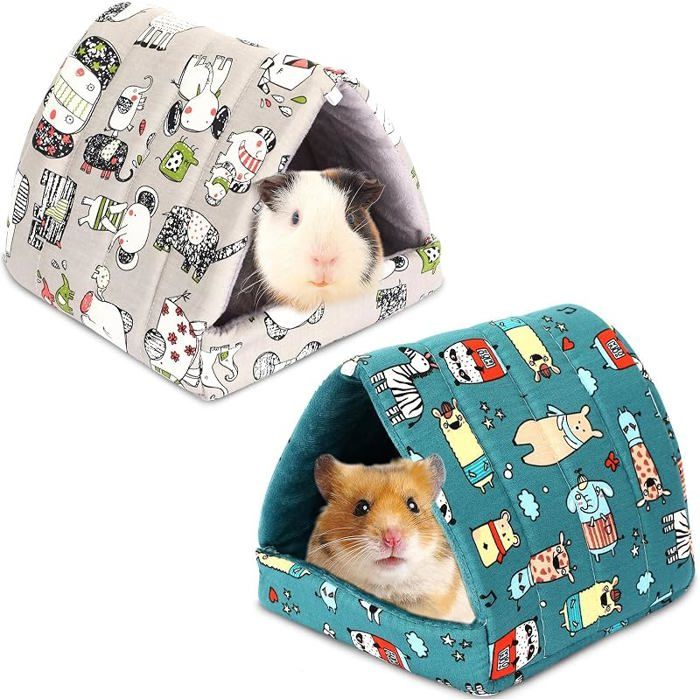 Lot de 2 cachettes pour cochons Inde vables pour cochons Inde Accessoires pour sourisGris et bleu foncé KIT HABITAT