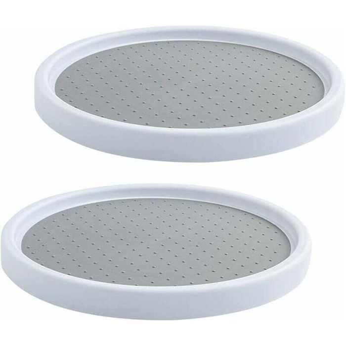Plateau tournant 360° - MAX® - Étagère épices antidérapante - Blanc Gris - 25x2cm PP TPR Acier Inox Plateau tournant 360° - MAX® - Étagère épices antidérapante - Blanc Gris - 25x2cm PP TPR Acier Inox
