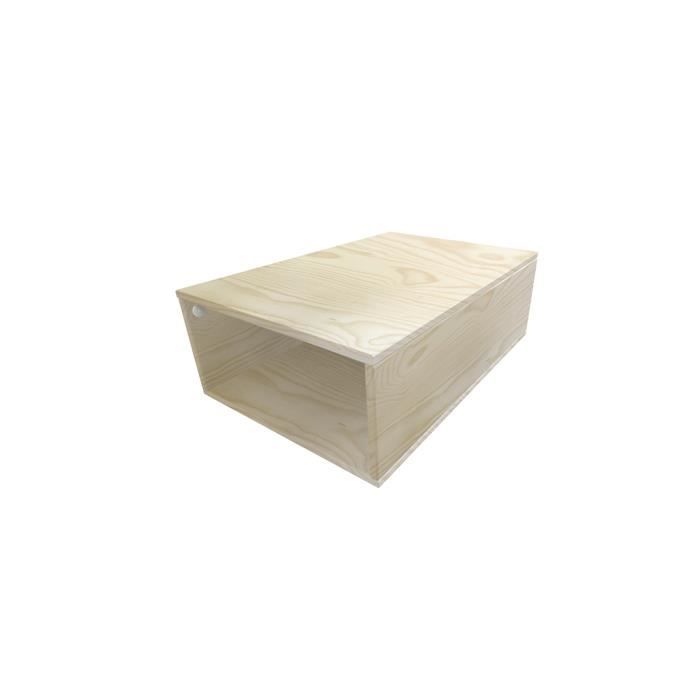 Cube de rangement bois profondeur 75 cm - Couleur - Brut