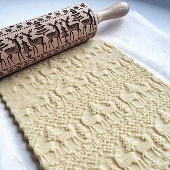 Rouleau à pâtisserie en bois avec motif - 35 cm - Belgique - Vous