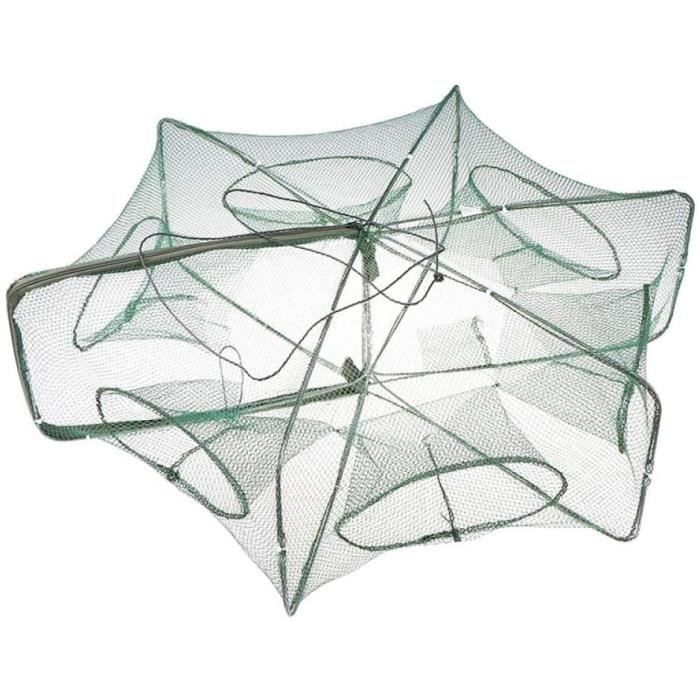 Filet De Pêche Pliable Hexagonale 6 Trous - Pour Anguilles, Crabes, Crevettes - Format Compact Transport Facile - 8