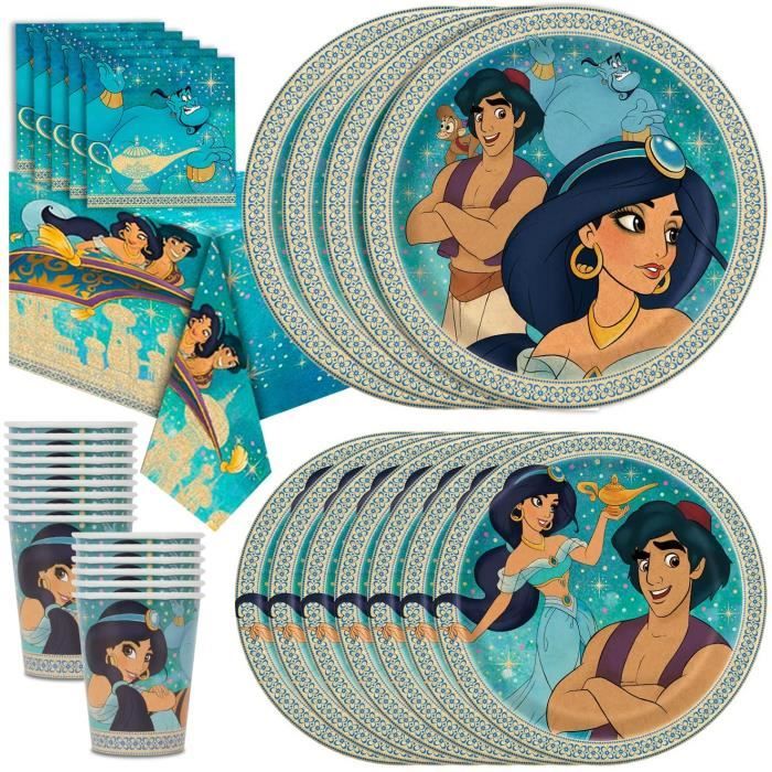 Support A Decorer Alqr0 Aladdin Party Supplies For 16 Grandes Assiettes Assiettes A Gateaux Serviettes De Table Nappe Tasses Cdiscount Maison