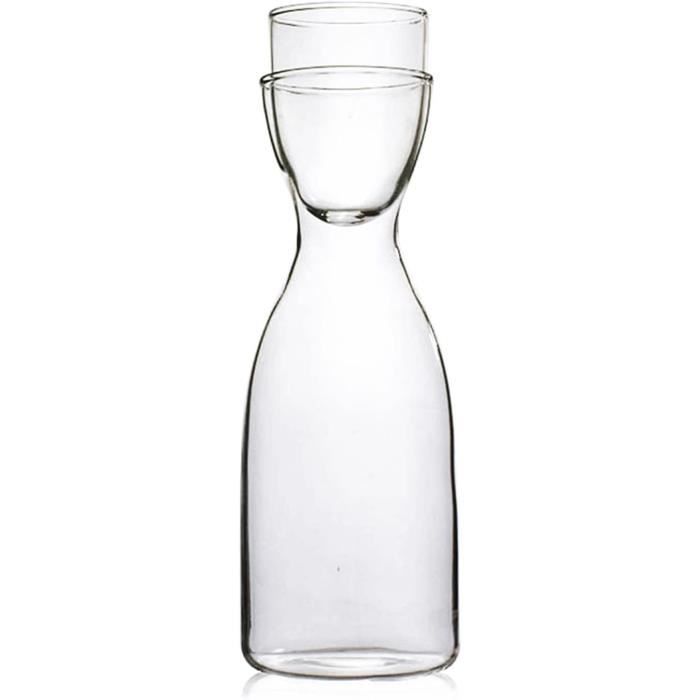 BLSYHDH Carafe à Eau et Verre de Chevet Vintage, Bouteille d'eau Potable, Bouteille d'eau de Chevet et Ensemble de Verres, Bouteille de Bain de Bouche, Bouteille d'eau de Jus pour Table(#Transparent