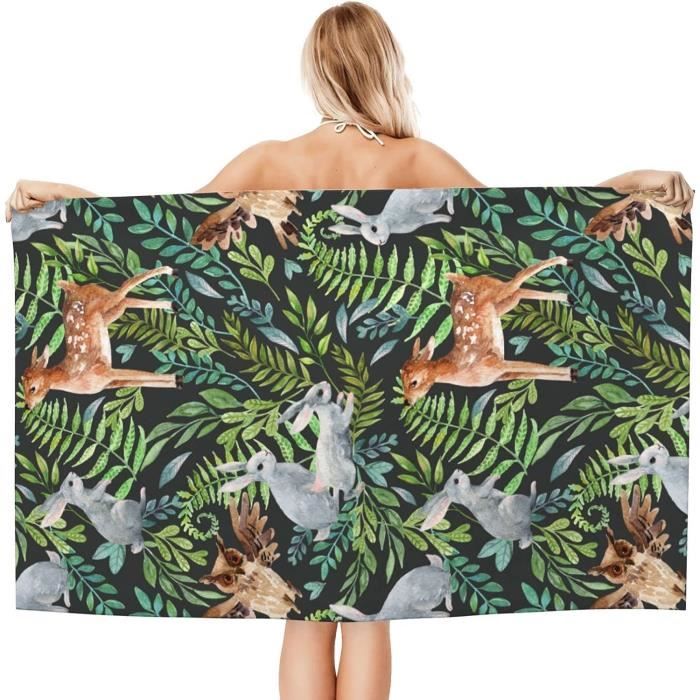 Serviette De Plage Papillon Blanc Rose, 3D Serviette De Bain Microfibre Pour Serviette Anti