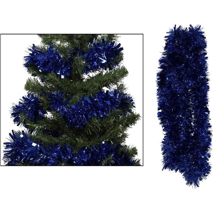 AnyDesign Guirlande De Noël Torsadée Bleue Argentée Métallique Avec Flocons De Neige - Guirlande