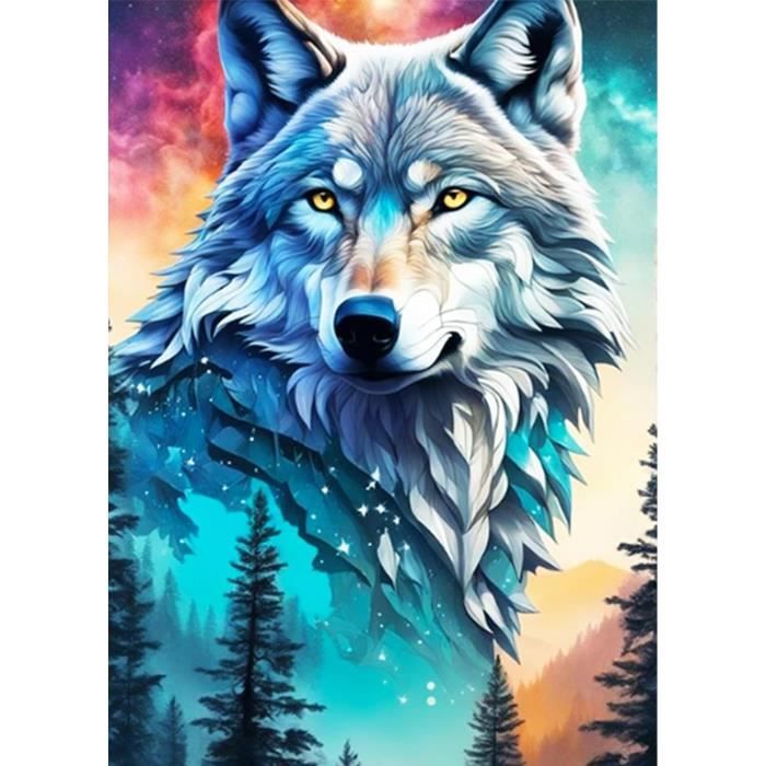 Kit Peinture Diamant 5D Loup 30x30 Cm - Tableau DIY Adultes Débutants - Loisir Créatif Anti-Stress