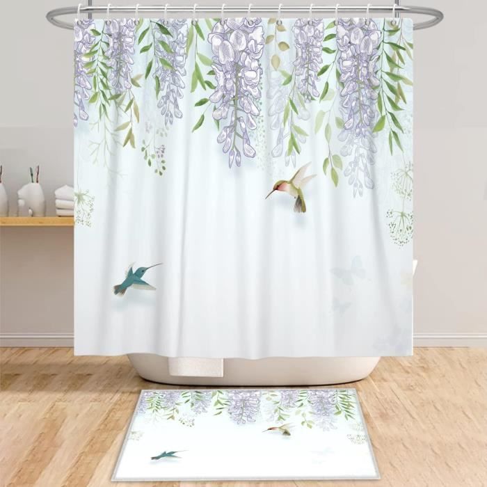 Rideau De Douche Motif Citron Et Colibri Fchen Art - 180x180 Cm Imperméable Bohème