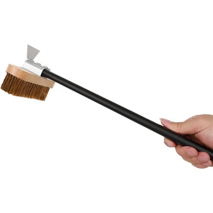 Brosse Grattoir Pour Four à Pizza – Manche En Bois Long 57,5 Cm, Poils Métalliques, Nettoyage Pierre à Pizza