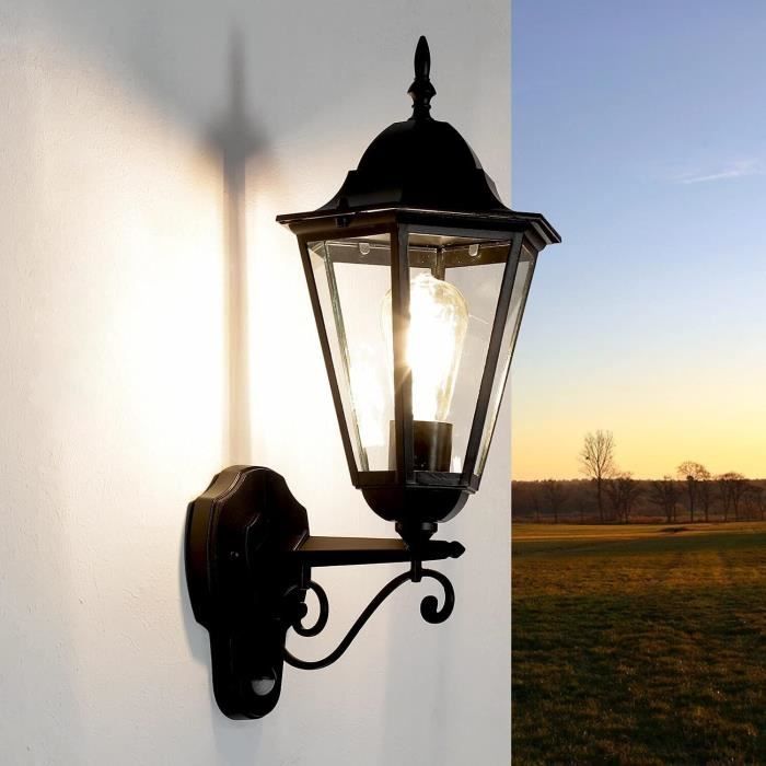 Grand luminaire mural extérieur 100 W avec détecteur de mouvement Black ...