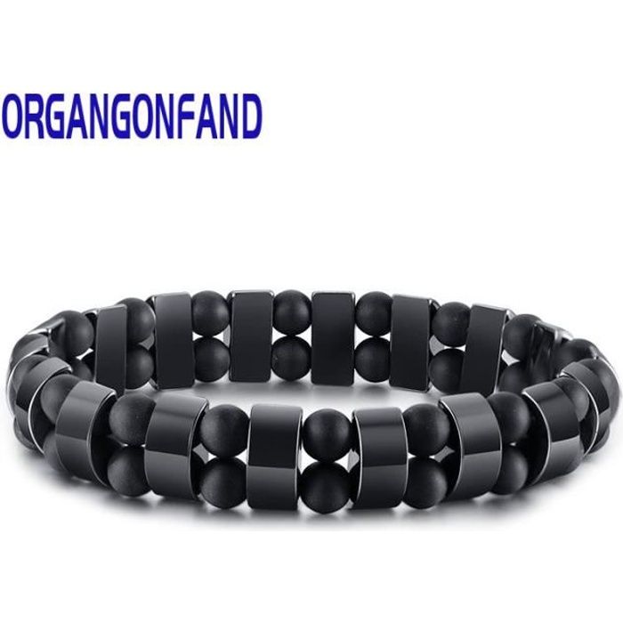 ORGANGONFAND Bracelet Homme noire pierre d'oeil de élasticrope tigre Perlage