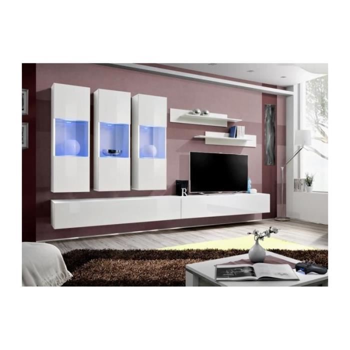 Meuble Tv Fly E2 Design Coloris Blanc Brillant Meuble Suspendu