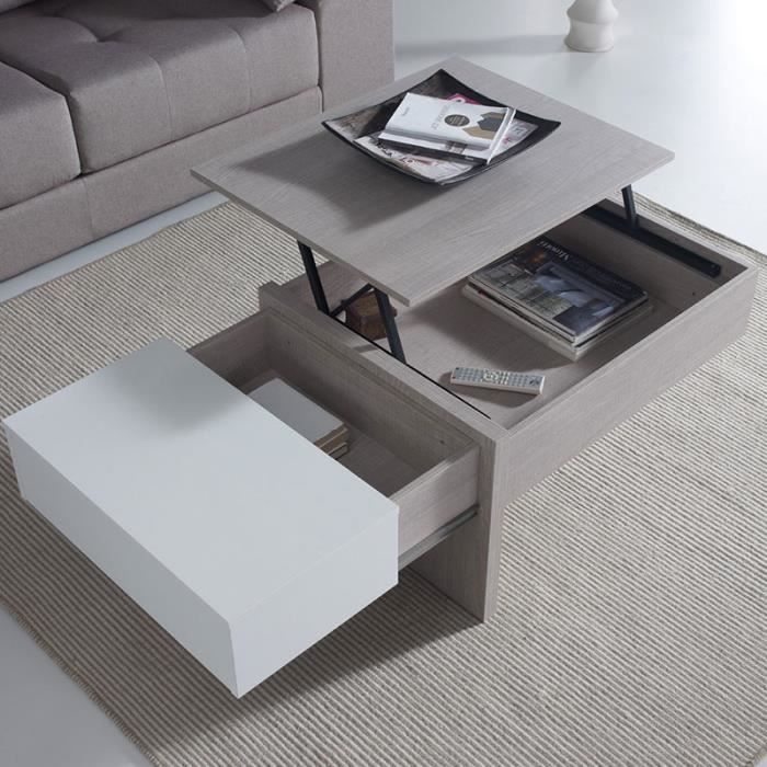 Table Basse Modulable Moderne Couleur Bois Et Blanc Sybille