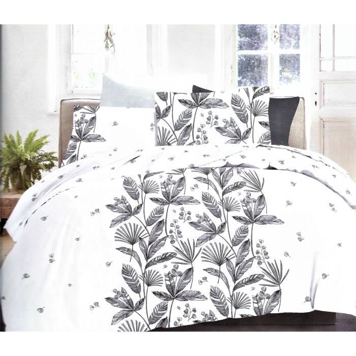 Parure De Couette 220x240 Cm LOVELY HOME - 100% Coton, Noir Et Blanc, Moderne, Lavable