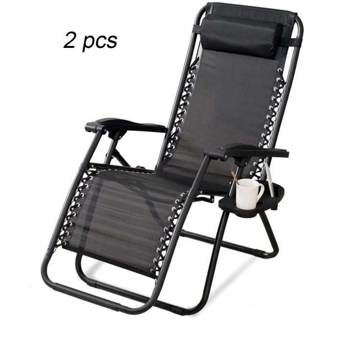 Digital 2PCS Chaise Longue Jardin Pliante avec Dossier réglable