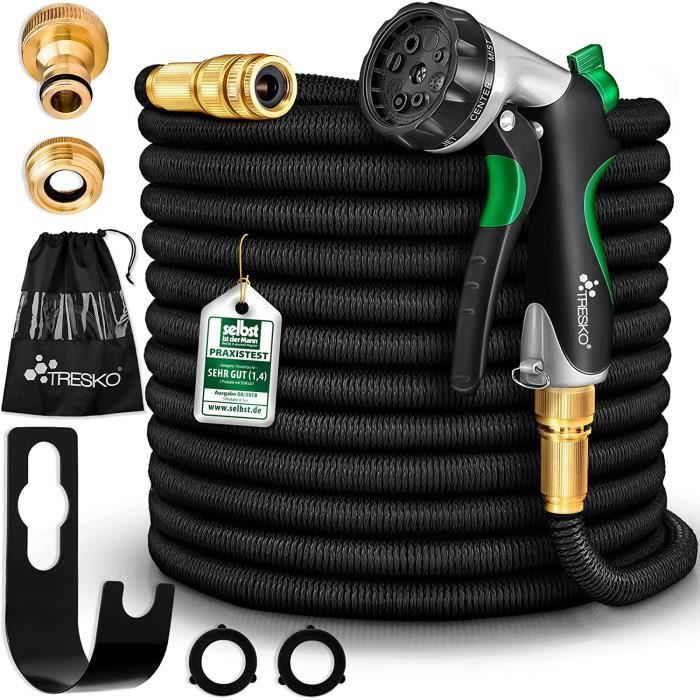 Tuyau D'Arrosage Extensible 30m Avec Pistolet 8 Modes - Flexible Jardin Avec Adaptateurs 1/2 Et 3/4