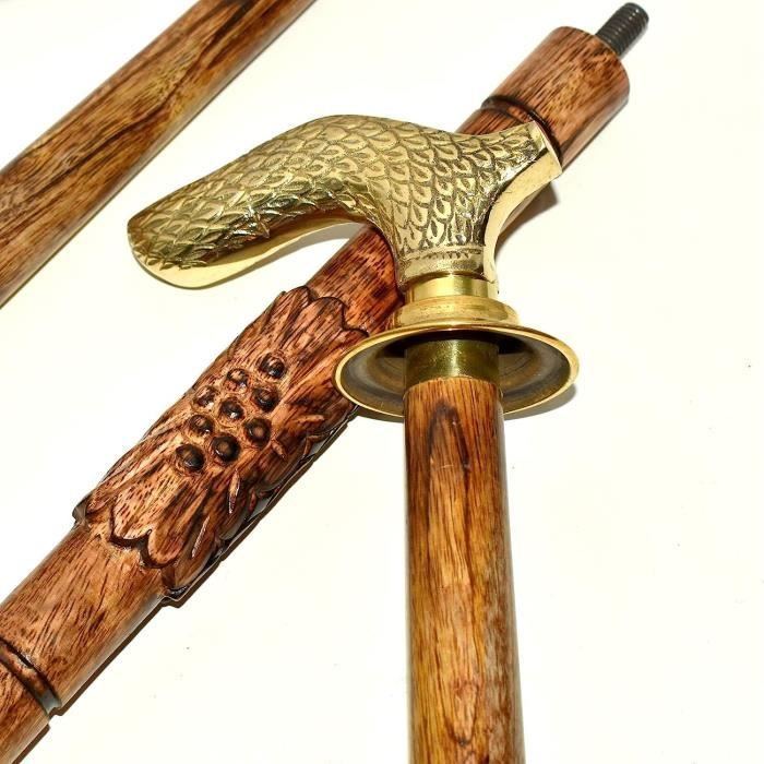 Canne De Marche En Bois Pliable Avec Tête De Canard En Laiton – Style Victorien