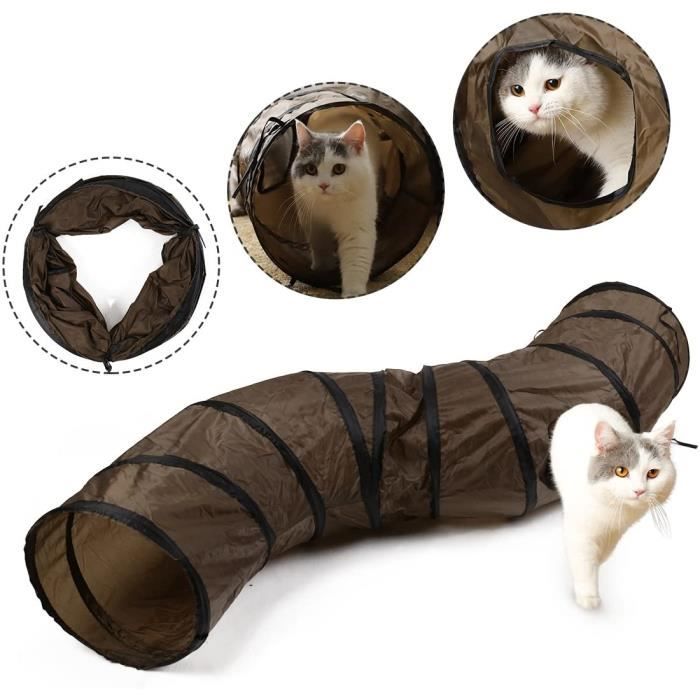 Meilleurs prix pour Tunnel pour Chat - Non spécifié - Grand diamètre 25cm - Pliable - 130cm de long - Marron