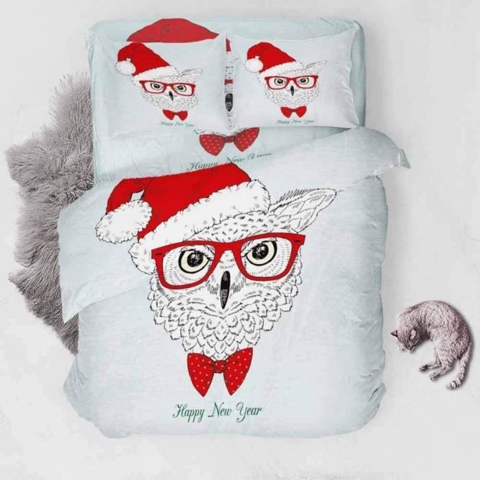Freyamy Parure Housse De Couette 220x240 Cm + 2 Taies 65x65 Cm – Cœur Rouge Blanc Imprimé, Microfibre Douce Fermeture Éclair