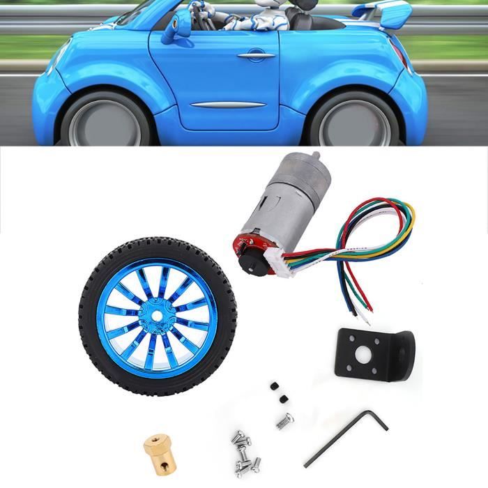 LUCKDANO Ensemble de Moteurs d'encodeur, Ensemble de Moteurs d'encodeur, Arbre CW CCW, à Engrenages CC avec Roue de Support pour Voiture 'équilibre DC12V-haut et pour Voitures de Bricolage (12RPM