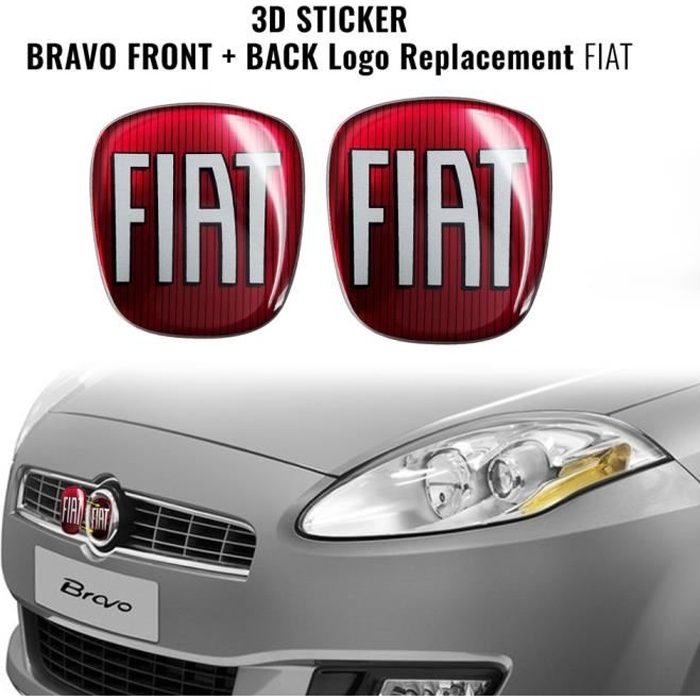 Autocollant Fiat 3D Remplacement Logo pour Bravo, Avant et Arrière