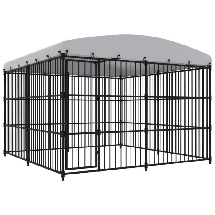 vidaXL Chenil extérieur avec toit 300x300x210 cm