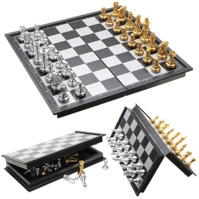 Jeu d'échecs lanceur de disque - Laiton et nickel - Échiquier