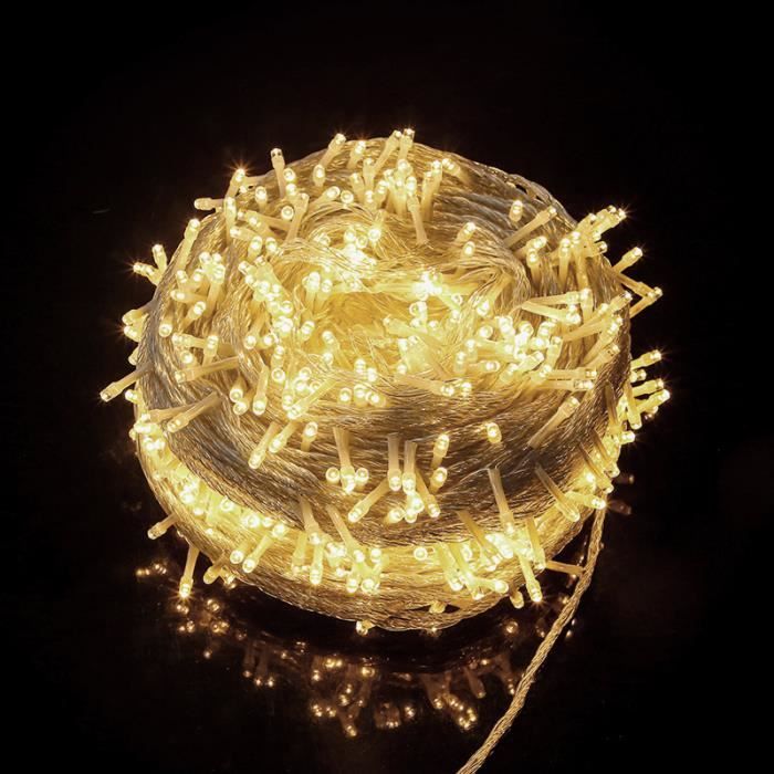10m 100 LED Guirlande Lumineuse Étanche Éclairage Noël Lumières Rideau  Lumières, Blanc Chaud