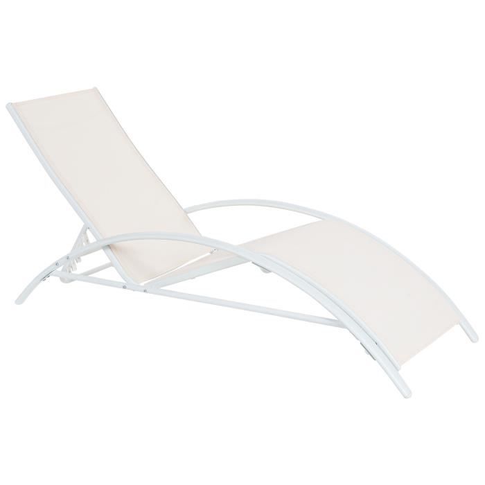 Transat Réglable 5 Positions WERKA PRO - 182 Cm, Acier Et Textilène, Couleur Crème