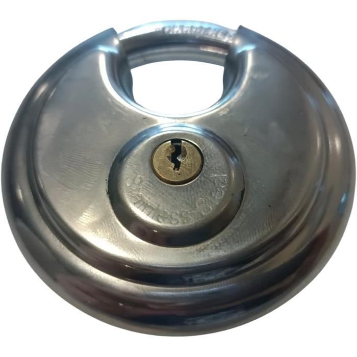 KAWAHA Cadenas Robuste Acier Inox D 80mm - 3 Clés Différentes Pour Garage, Conteneur & Jardin